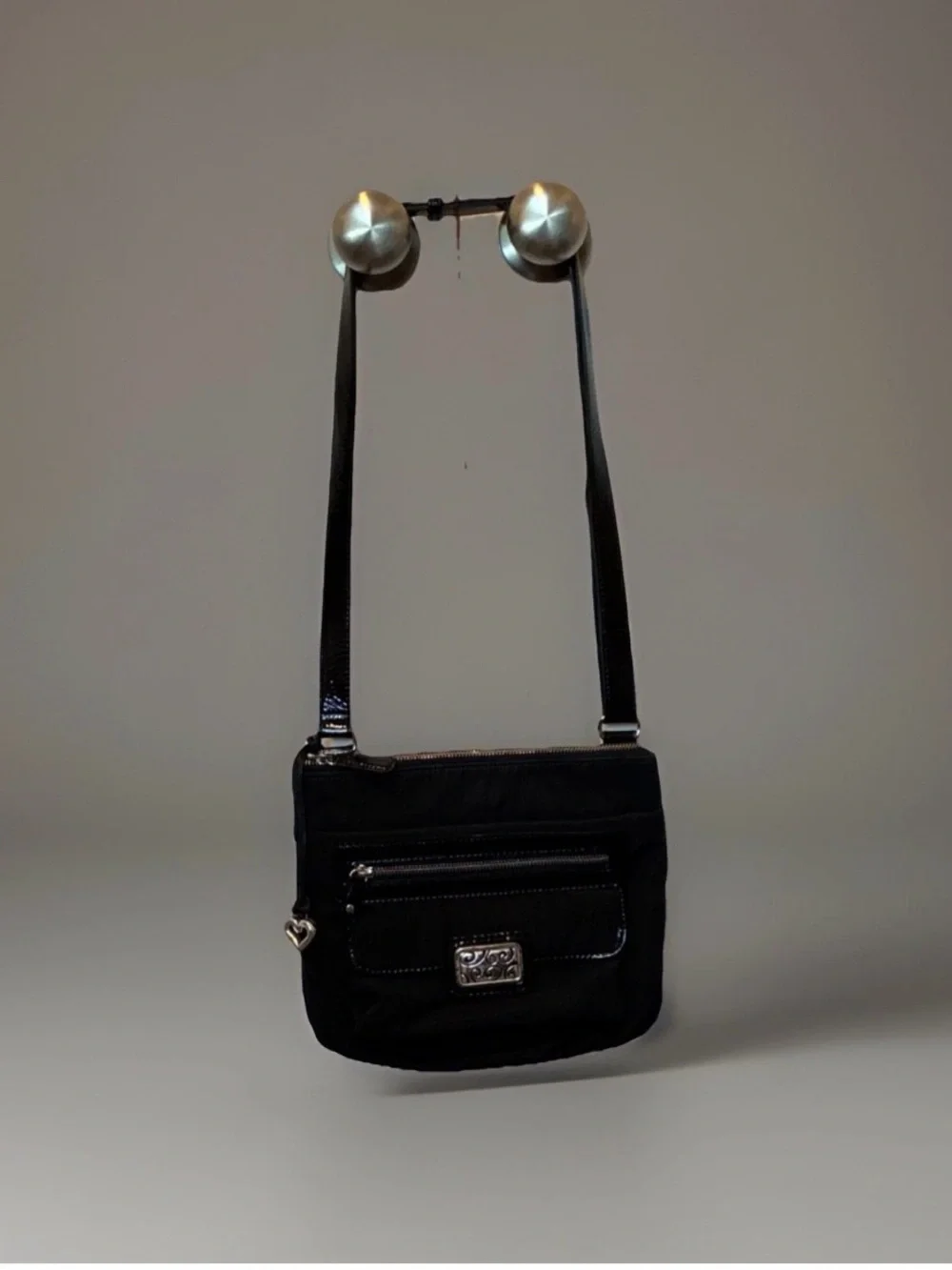 Brighton Black Crossbody Bag with Silver-Tone Accents
